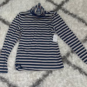 Stretchy Striped Turtleneck Top